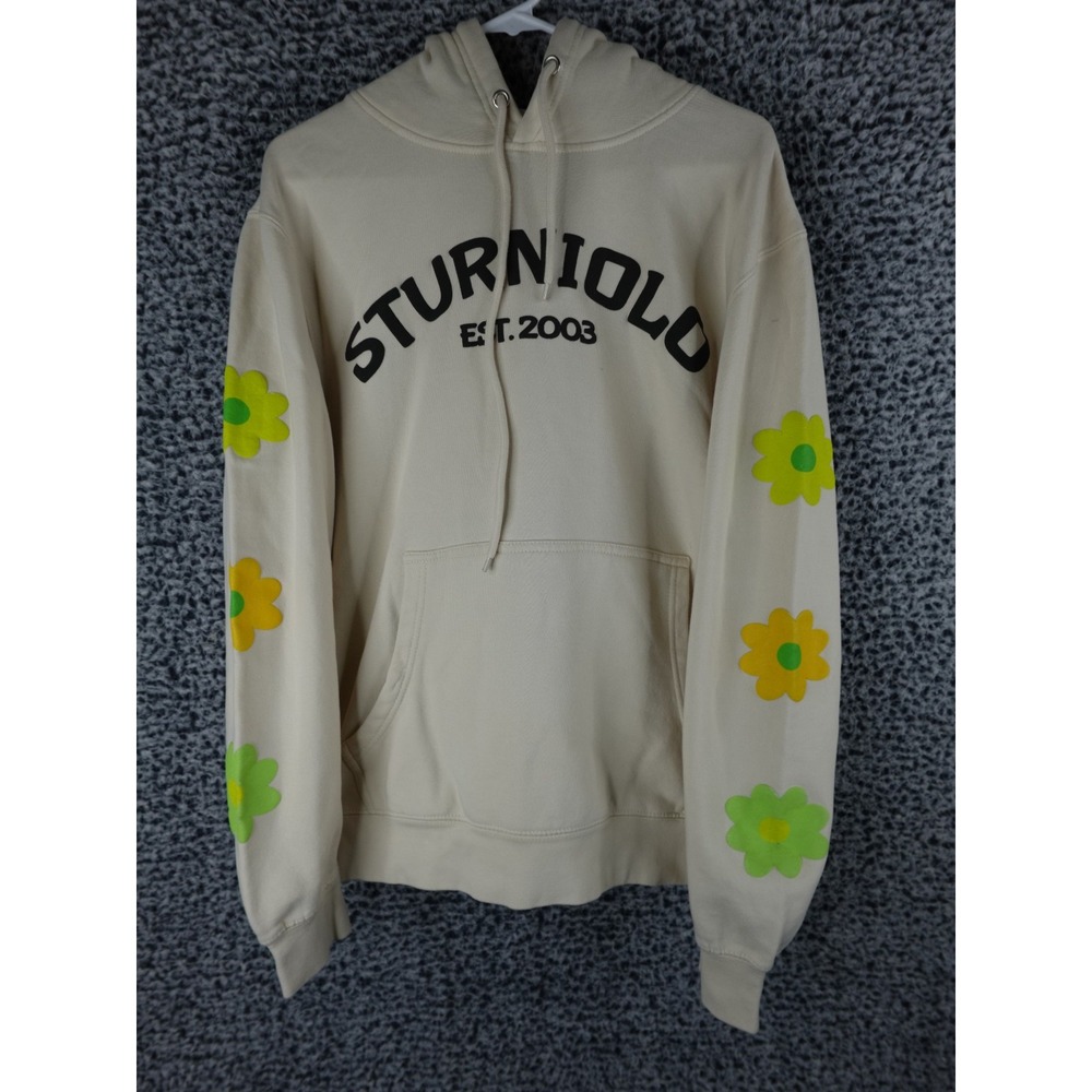 Sturniolo Triplets Hoodie Beige Long Sleeve Logo Floral Fleece‎ Sweater Mens M